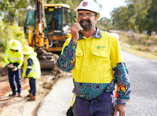 Council construction workers fixing road