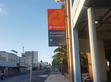 Toowoomba bus station sign