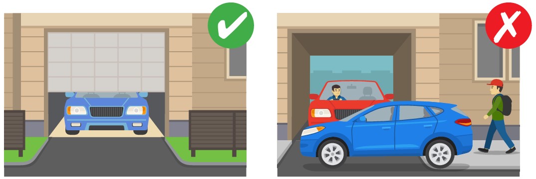 Park your car inside the property boundary. Don’t park your car in or over a driveway.