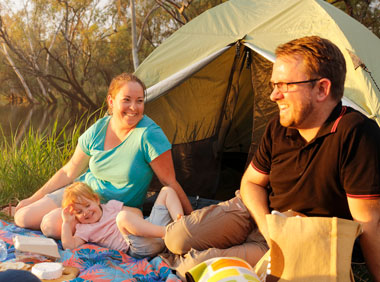 Family camping at Bowenville Reserve