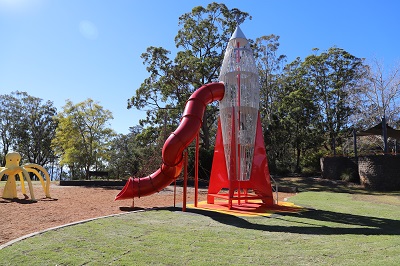 Rocket ship slide at Lions Park