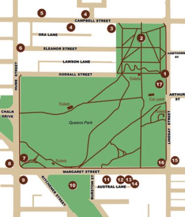 Queens park and surrounds walk map