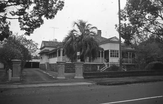 Black and white photo of Claremont residence.
