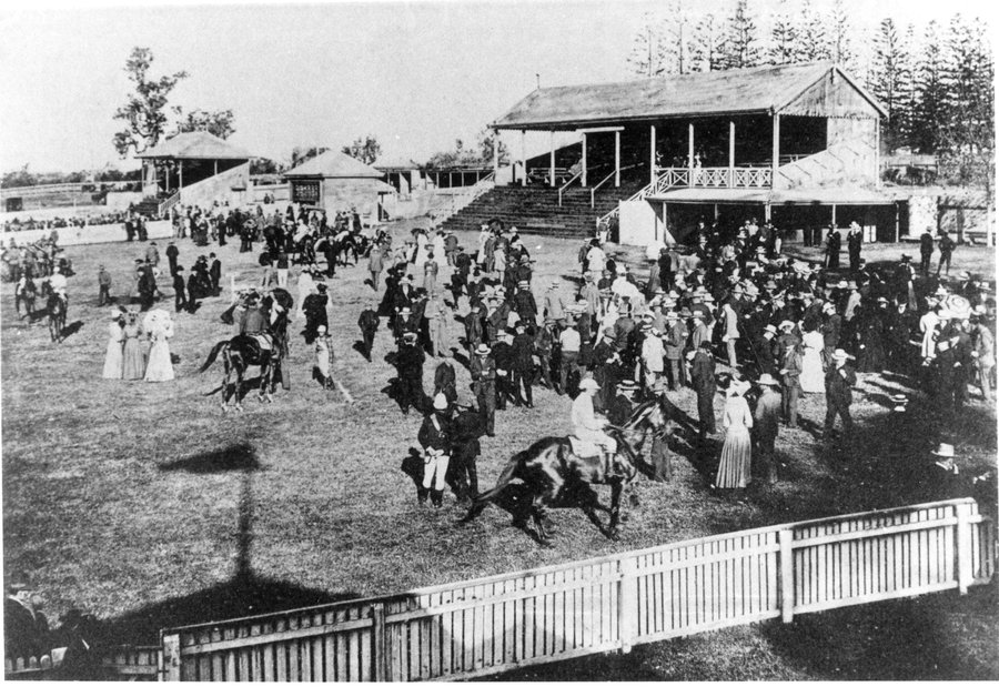 Black and white photo of Clifford park race course