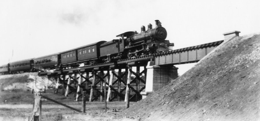 historical photo of a mail train on drayton deviation
