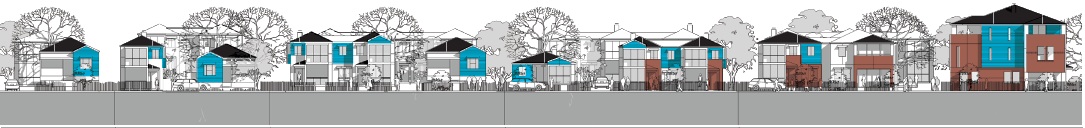 blu and brown houses