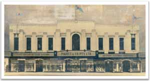 Historical photo of Pigotts & Co department store Toowoomba art deco style building.