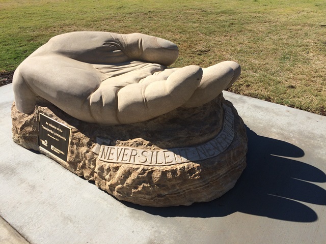 clewleyparknoviolencememorialupturnedhand