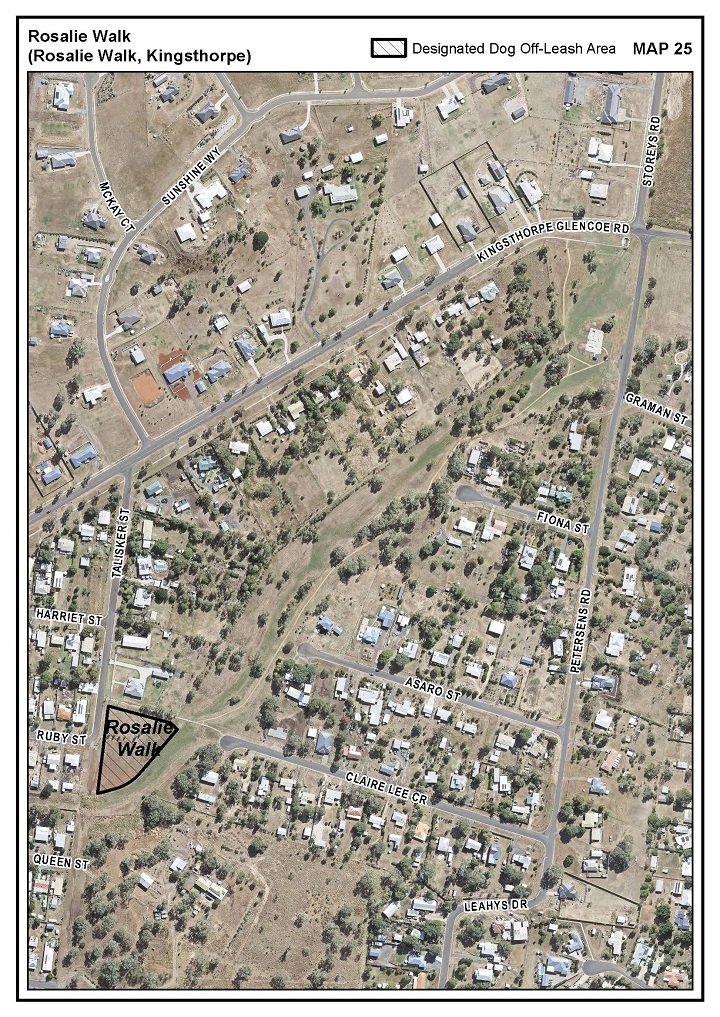 Map of dog off-leash area at Rosalie Walk, Kingsthorpe