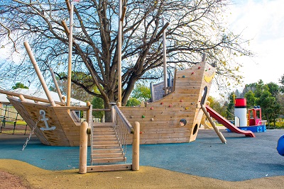 Pirate ship style playground at Lake Annand.