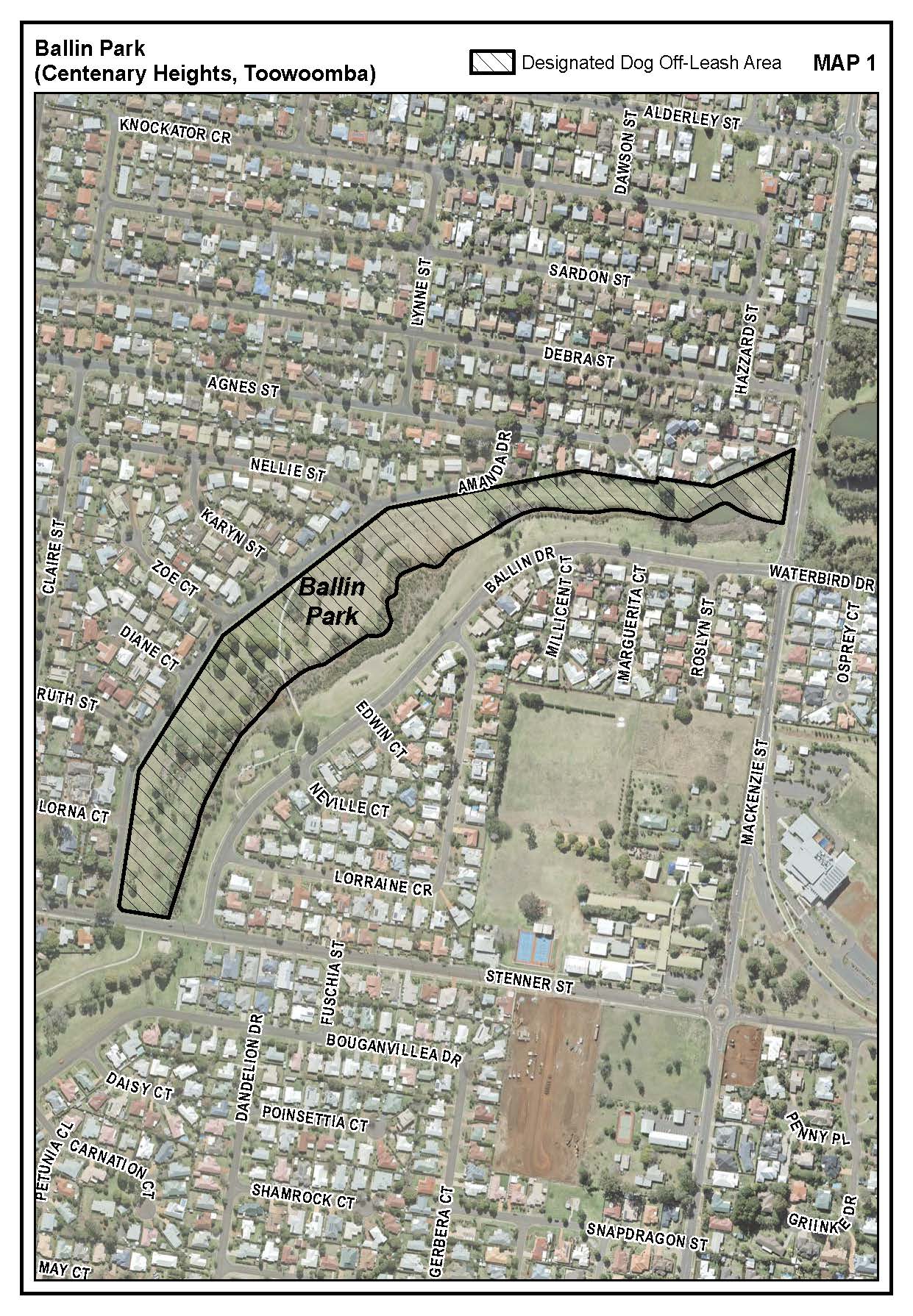 Ballin Park dog off-leash area map