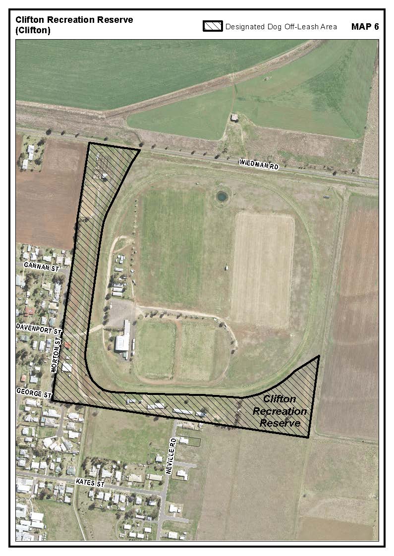 Clifton Recreation Reserve dog off-leash area map.