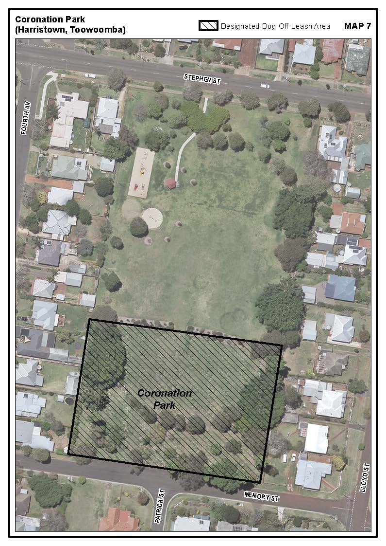 Coronation Park Harristown dog off leash map