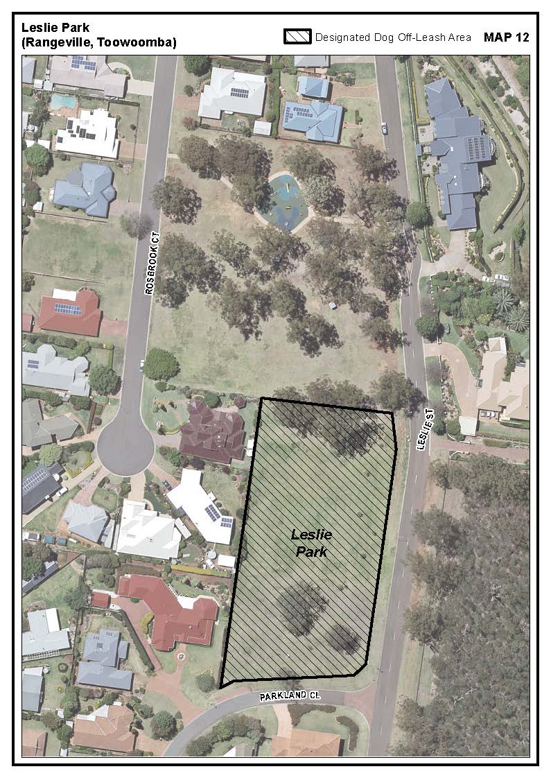 Leslie Park dog off-leash area map