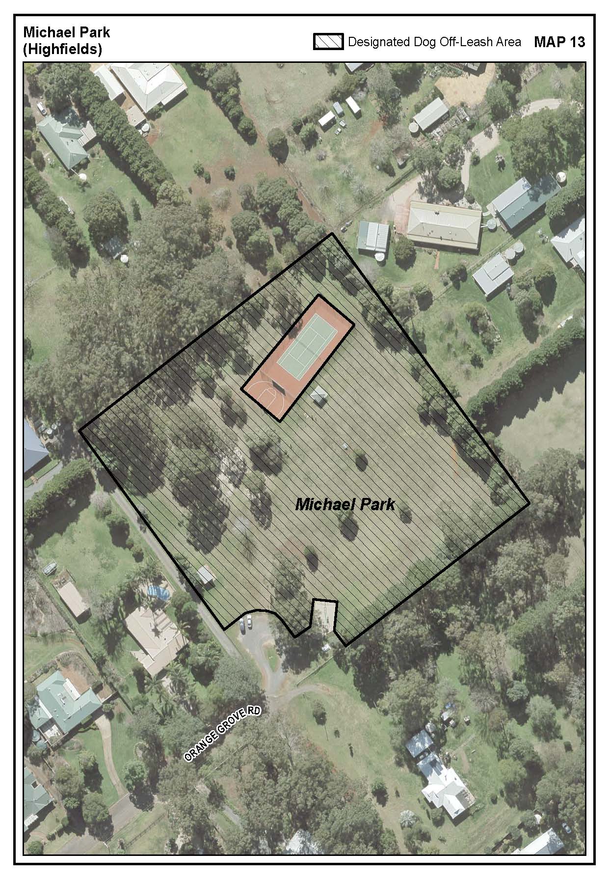 Michael Park Highfields dog off-leash area map