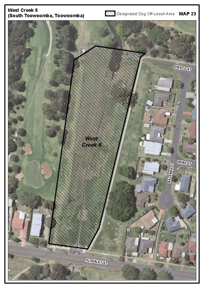 West Creek 6 South Toowoomba dog off leash area map