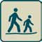 Figures walking on flat group icon