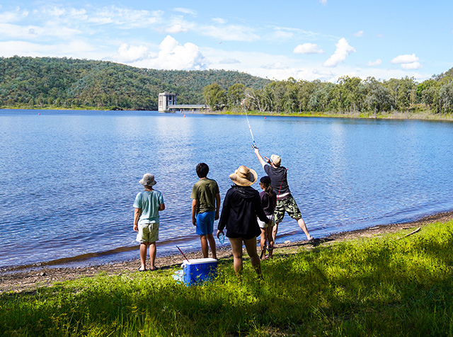 Family fishing at Lake Cressbrook
