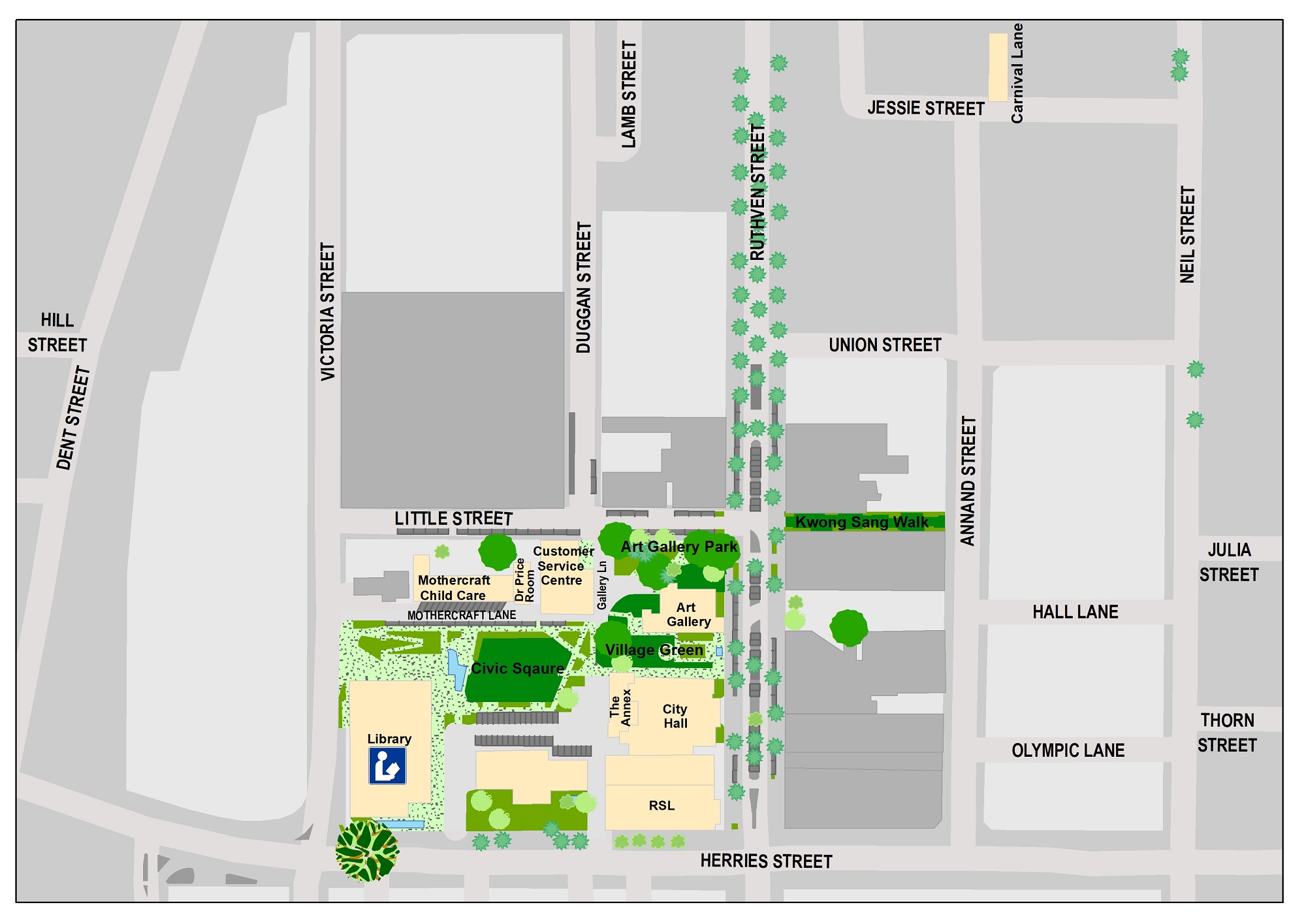 civic precinct including the annex map
